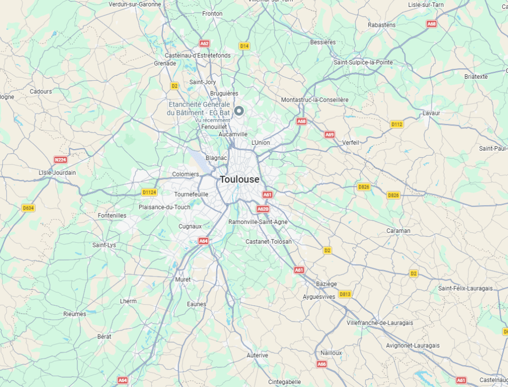 Carte de Toulouse de tous les alentours ou intervient Les Intérieurs de Marine